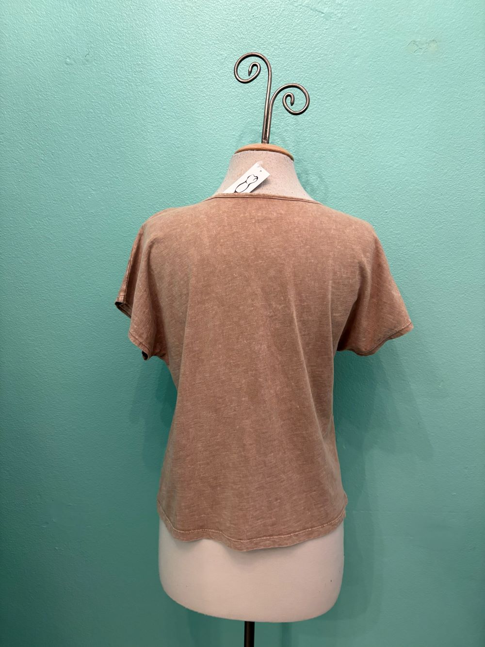 V-NECK SEAM CAP SLEEVE TEE-MINERAL OAT-COTTON LANI