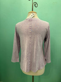 SWING CREW NECK 3/4 SLEEVE TEE-MINERAL LILAC-COTTON LANI