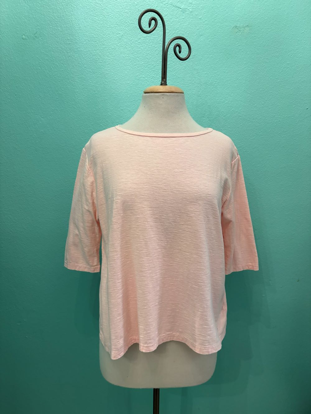 ELBOW SLEEVE BOXY TEE-PINK SALT-CUT LOOSE