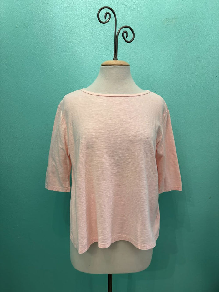 ELBOW SLEEVE BOXY TEE-PINK SALT-CUT LOOSE