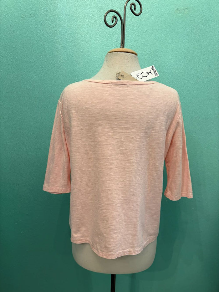 ELBOW SLEEVE BOXY TEE-PINK SALT-CUT LOOSE