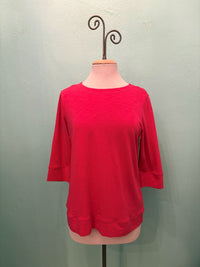 BOATNECK 3/4 SLEEVE TEE-TERRA COTTA-RENUAR
