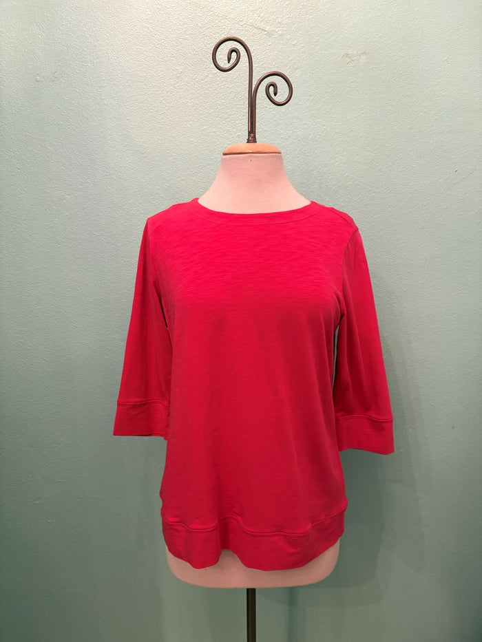 BOATNECK 3/4 SLEEVE TEE-TERRA COTTA-RENUAR