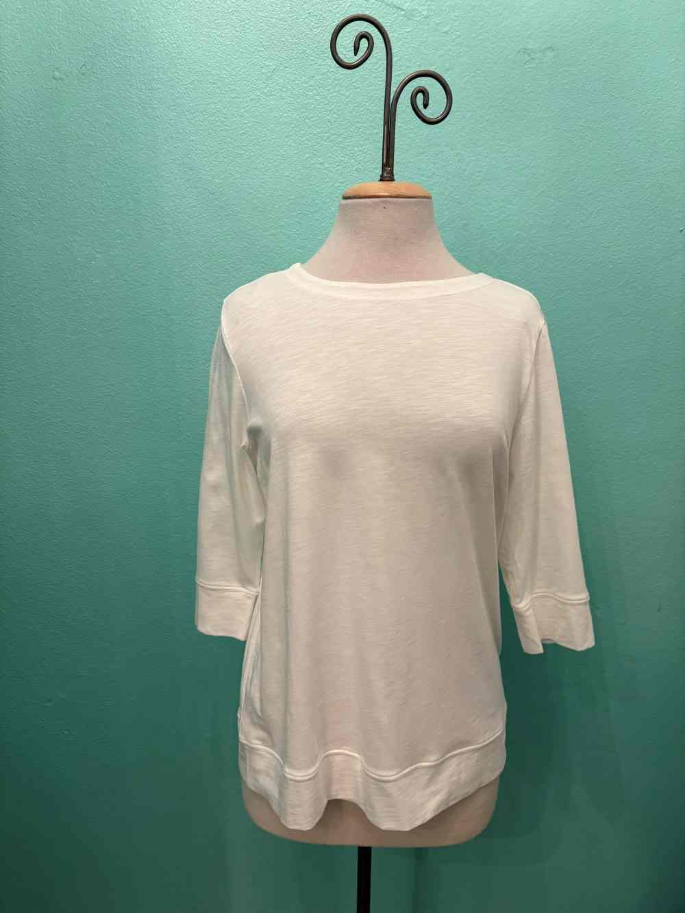 BOATNECK 3/4 SLEEVE TEE-CREME-RENUAR