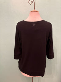 BOATNECK 3/4 SLEEVE TEE-BLACK-RENUAR