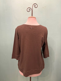 BOATNECK 3/4 SLEEVE TEE-KHAKI-RENUAR