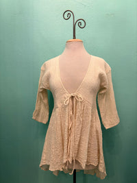 HIGH-LOW JACKET WITH TIES-IVORY-PAPER LACE