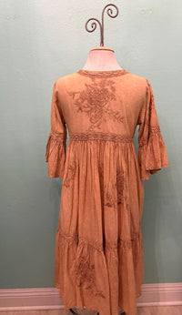 EMBROIDERED TIER MIDI DRESS-NATURAL-PAPER LACE