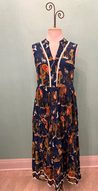 PRAIRIE SLEEVELESS MIDI DRESS-NAVY-LULA LIFE