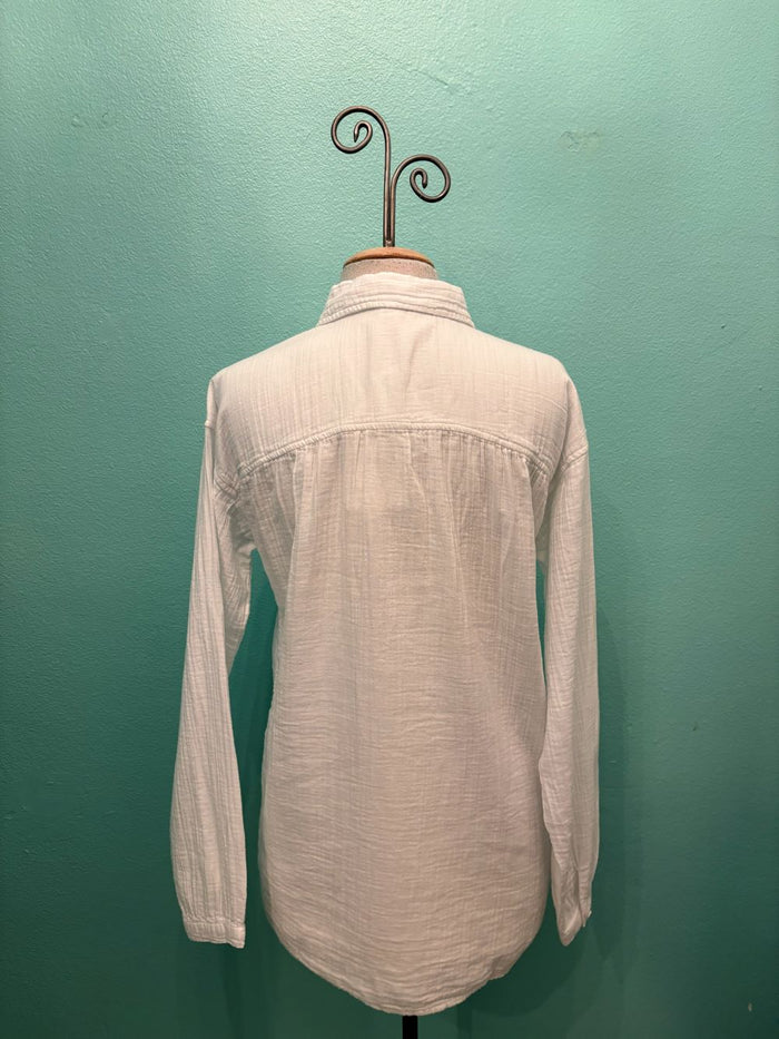 L/S GAUZE BUTTON UP SHIRT-WHITE-MODODOC