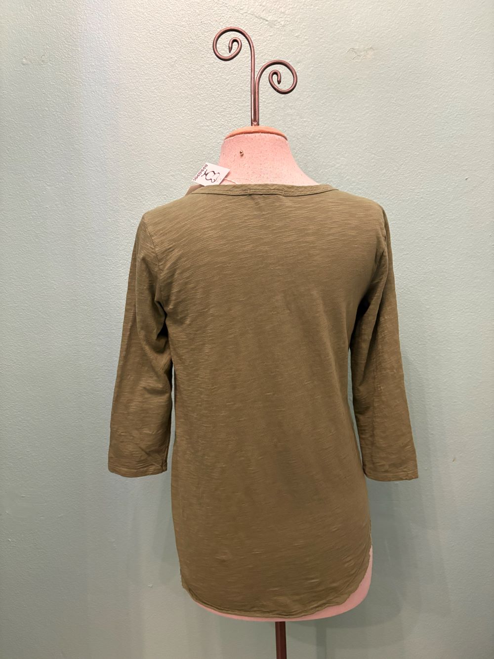 3/4 SLEEVE TEE W/CURVE HEM-HAZEL-MODODOC