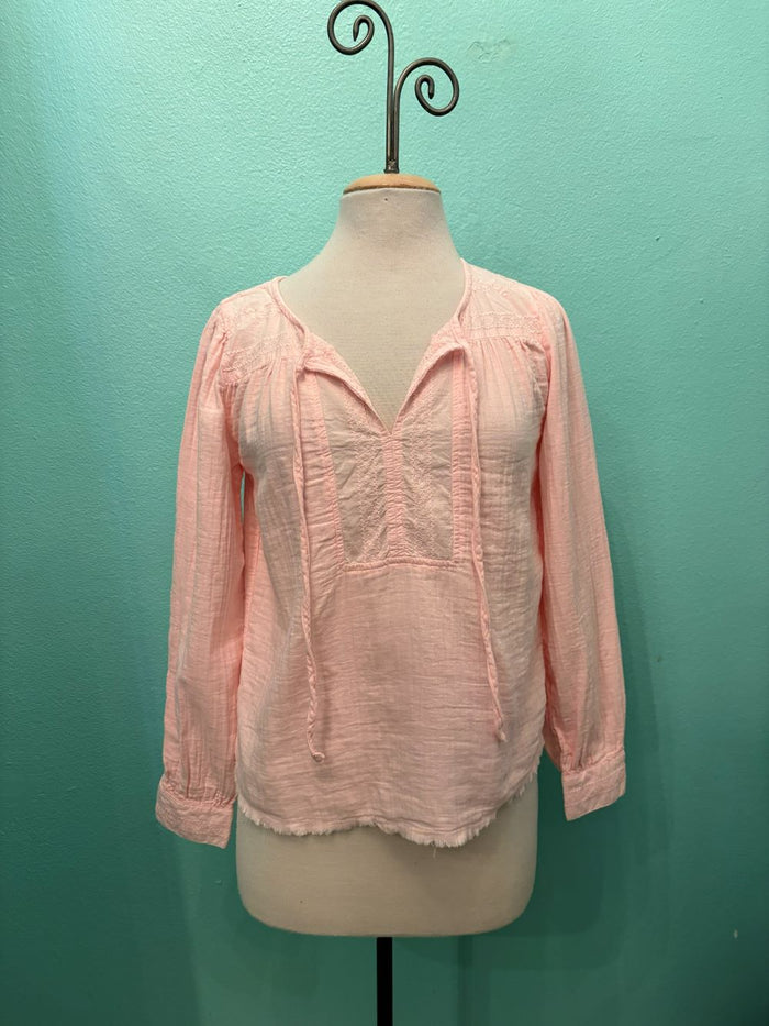 L/S FLOWY TOP WITH LACE YOKE-ROSEWATER-MODODOC