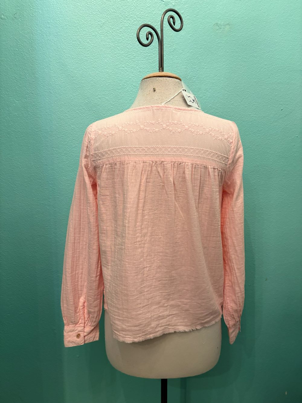 L/S FLOWY TOP WITH LACE YOKE-ROSEWATER-MODODOC