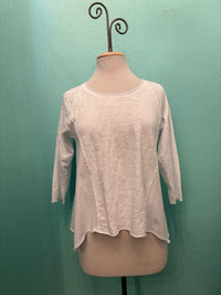 3/4 SLEEVE SCOOP NECK TEE-WHITE-MODODOC