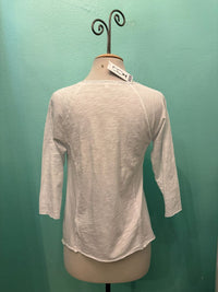 3/4 SLEEVE SCOOP NECK TEE-WHITE-MODODOC