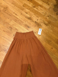 SMOCKED WAIST ANKLE PANT-HONEY GLAZE-MODODOC