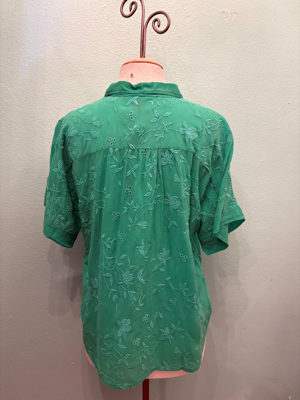 AUDREY SHORT SLEEVE SHIRT-BRIGHT GREEN-JOHNNY WAS
