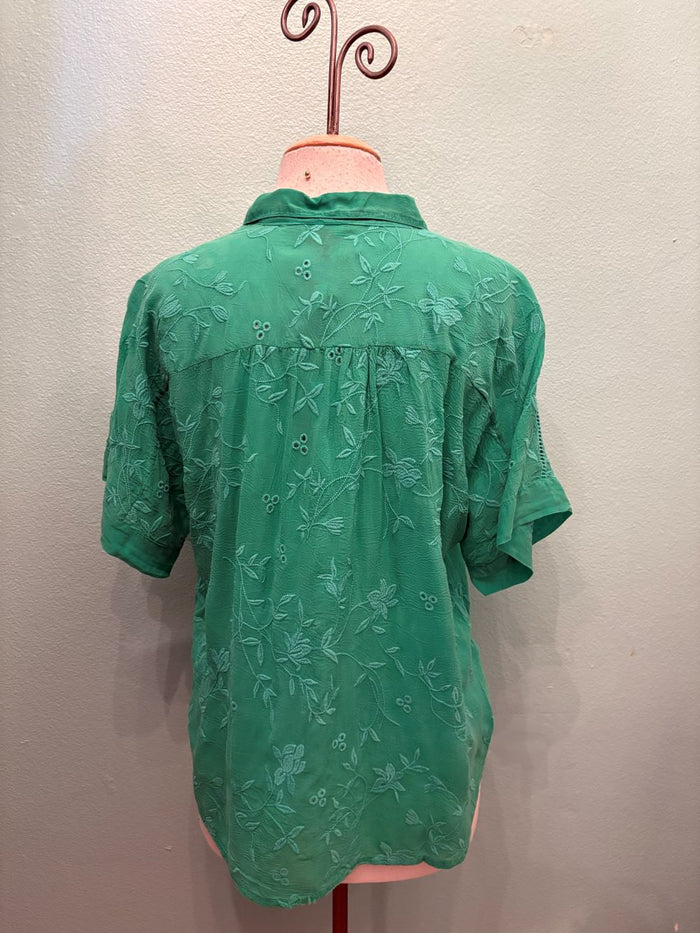 AUDREY SHORT SLEEVE SHIRT-BRIGHT GREEN-JOHNNY WAS