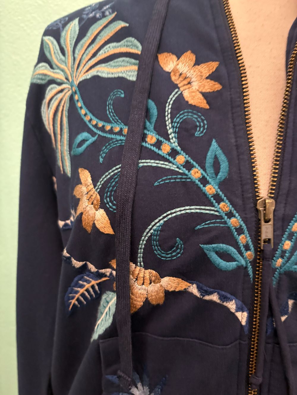 UNA MODERN ZIP UP HOODIE-BLUE NIGHT-JOHNNY WAS