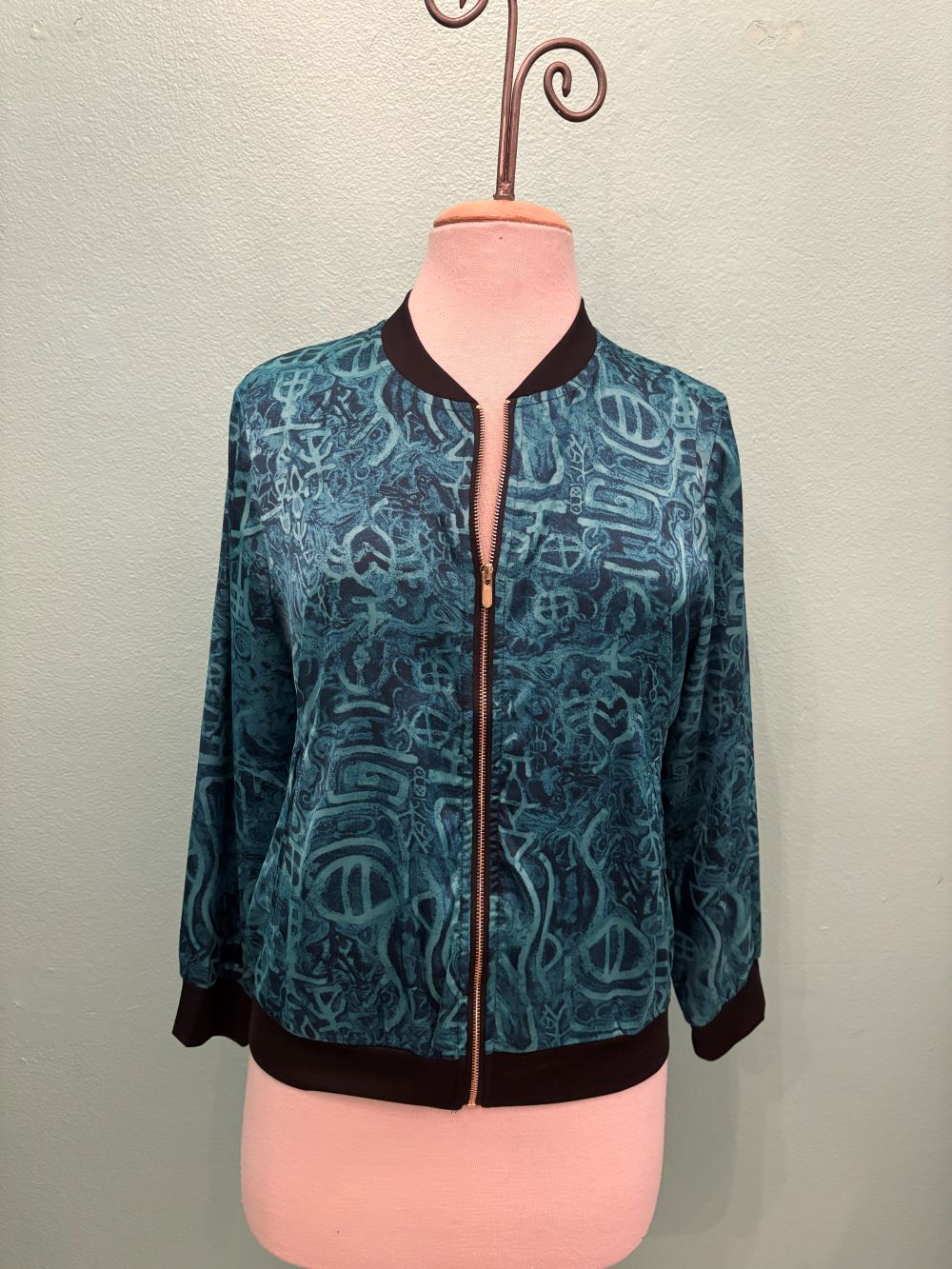 TEAL PRINT BOMBER JACKET-ARIS A