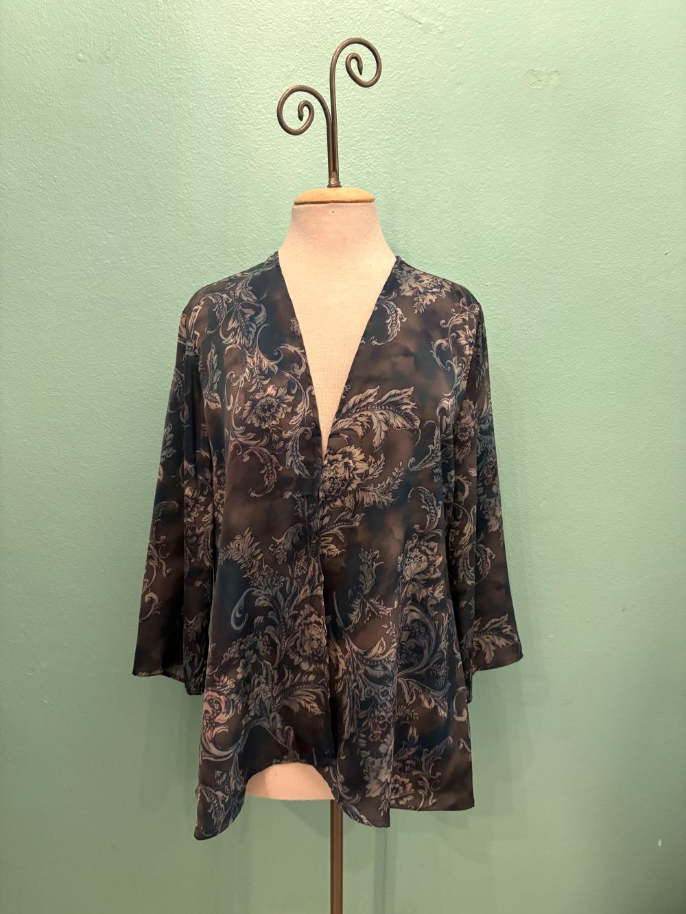 GREY/BLUE PRINT SWING JACKET-ARIS A