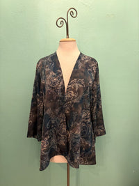 GREY/BLUE PRINT SWING JACKET-ARIS A