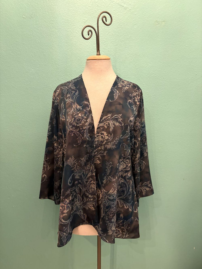 GREY/BLUE PRINT SWING JACKET-ARIS A