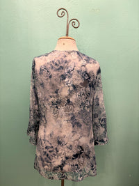 BLUE FLORAL BURNOUT SWING JACKET- ARIS A