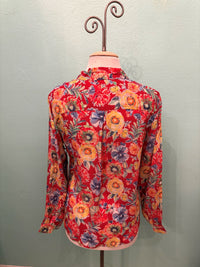 RED HAWAIIAN PRINT BUTTONDOWN BLOUSE-APNY
