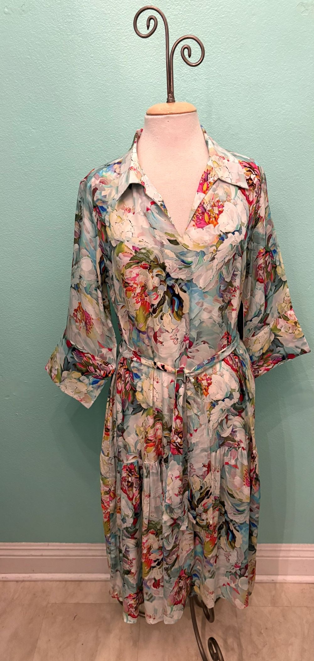 HALF PLACKET DRESS W/BELT-APNY
