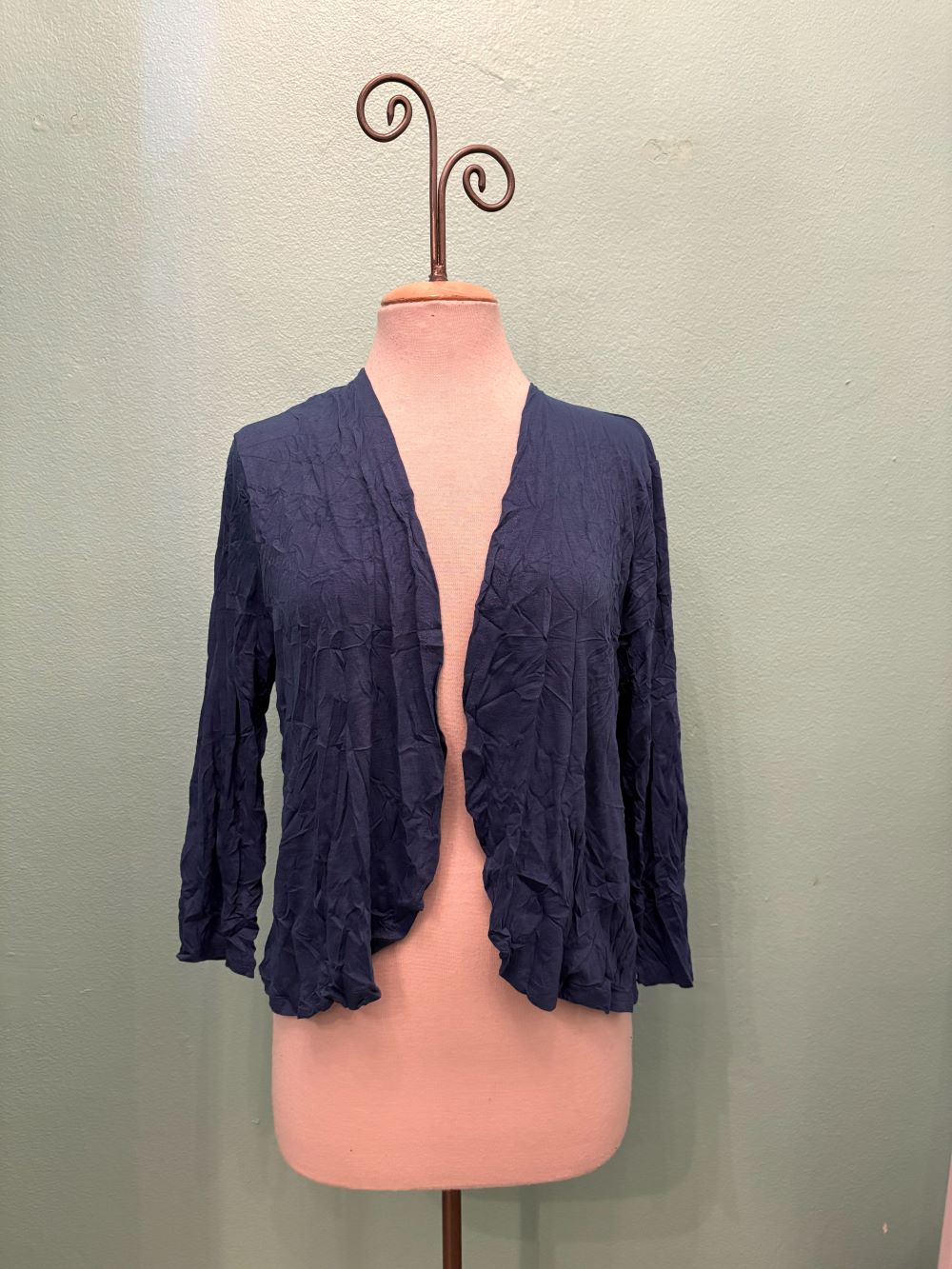 SHORT CRINKLE CARDIGAN-INDIGO-SHANA