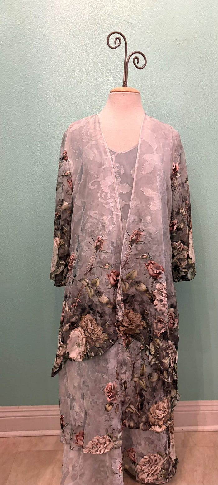 V-TANK DRESS SET W/JACKET-GREY FLORAL-ARIS A