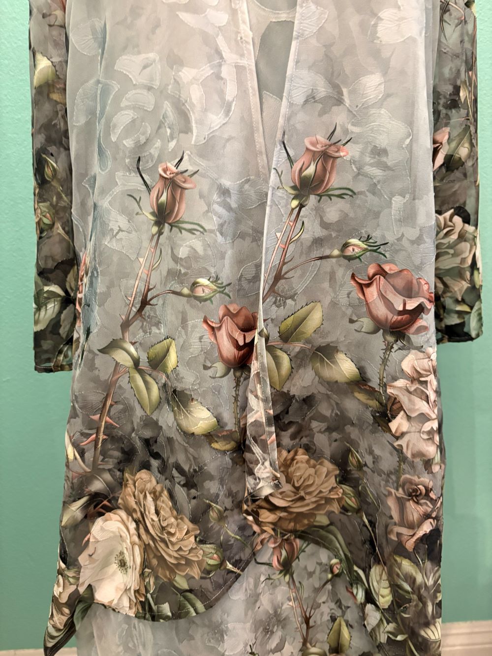 V-TANK DRESS SET W/JACKET-GREY FLORAL-ARIS A