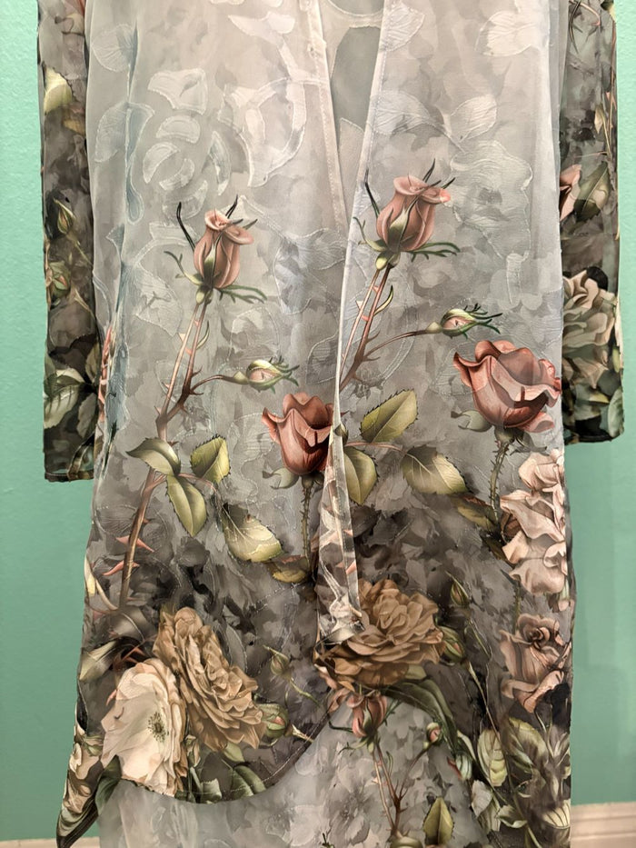 V-TANK DRESS SET W/JACKET-GREY FLORAL-ARIS A