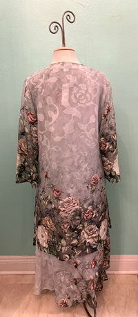 V-TANK DRESS SET W/JACKET-GREY FLORAL-ARIS A