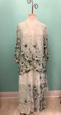 V-TANK DRESS SET W/JACKET-CELEDON FLORAL-ARIS A