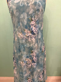 AQUA BLUE V-NECK FLORAL DRESS-ARIS A