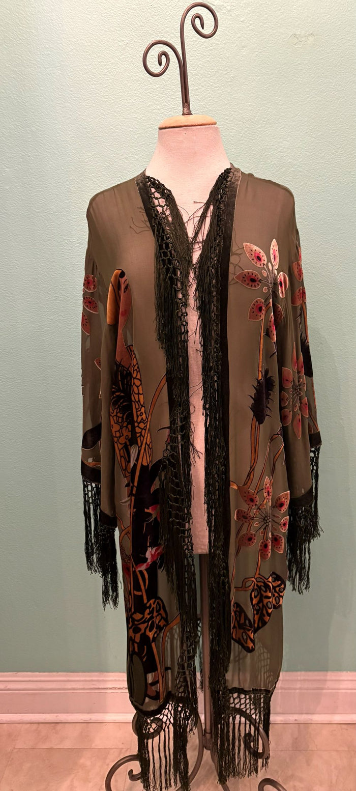 BURNOUT VELVET FRINGE JACKET-ARIS A