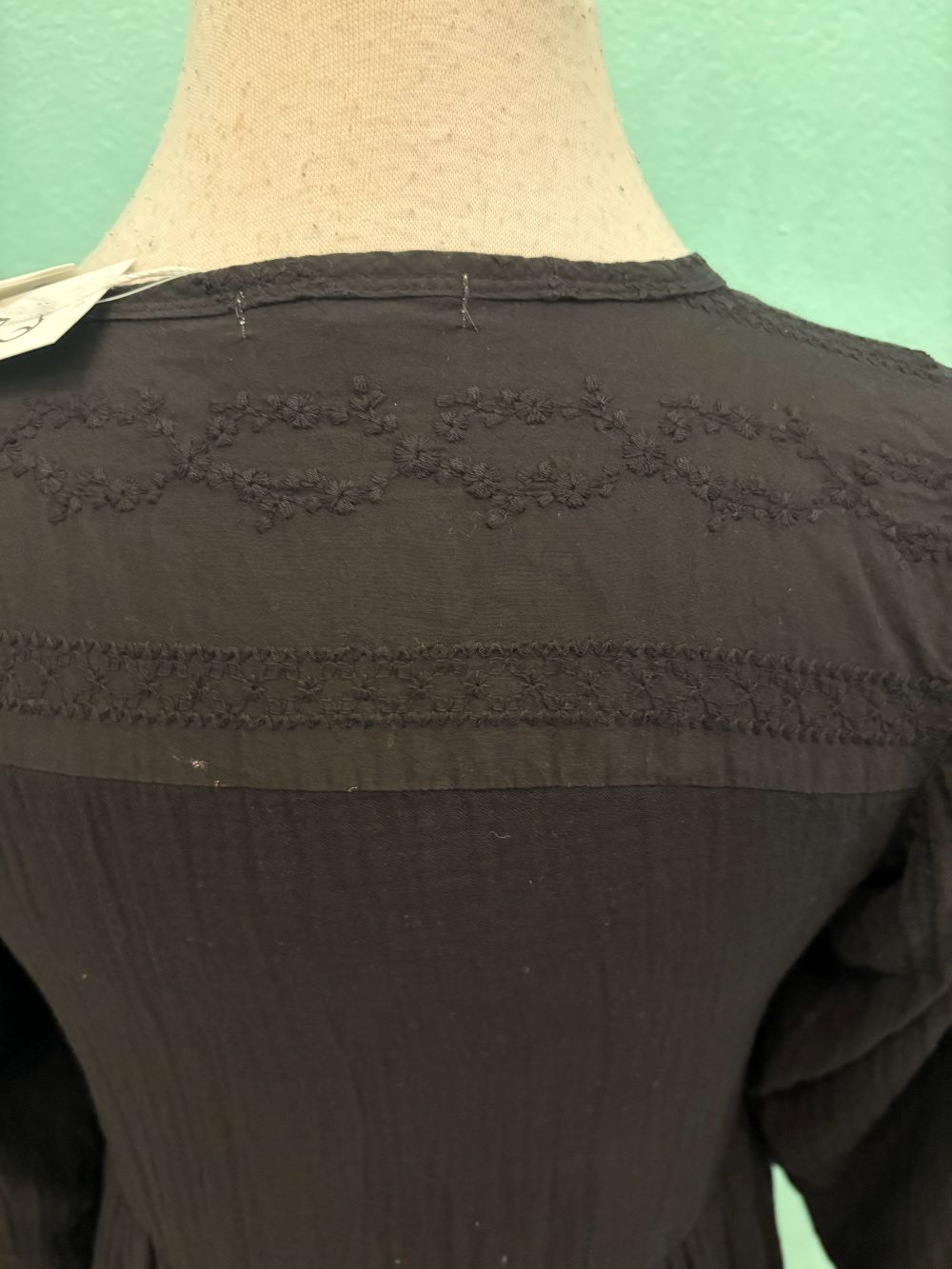 3/4 SLEEVE BOHO TIERED DRESS-BLACK-MODODOC