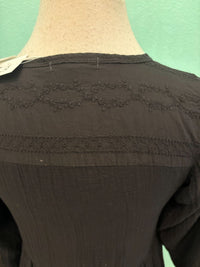 3/4 SLEEVE BOHO TIERED DRESS-BLACK-MODODOC