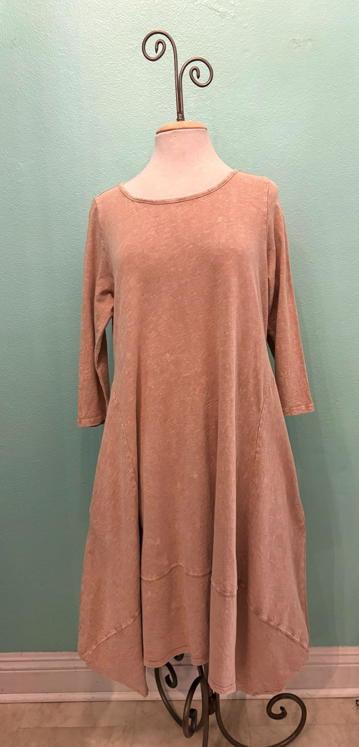 TULIP DRESS WITH POCKETS-OAT-COTTON LANI