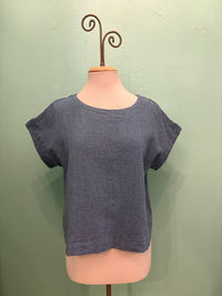 S/S CROSSHATCH CROP TOP-FORGET-ME-NOT-CUT LOOSE