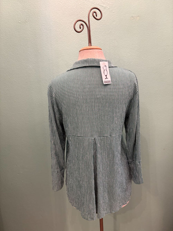 EASY CROP SHIRT CRINKLE CHECK-RIVIERA-CUT LOOSE