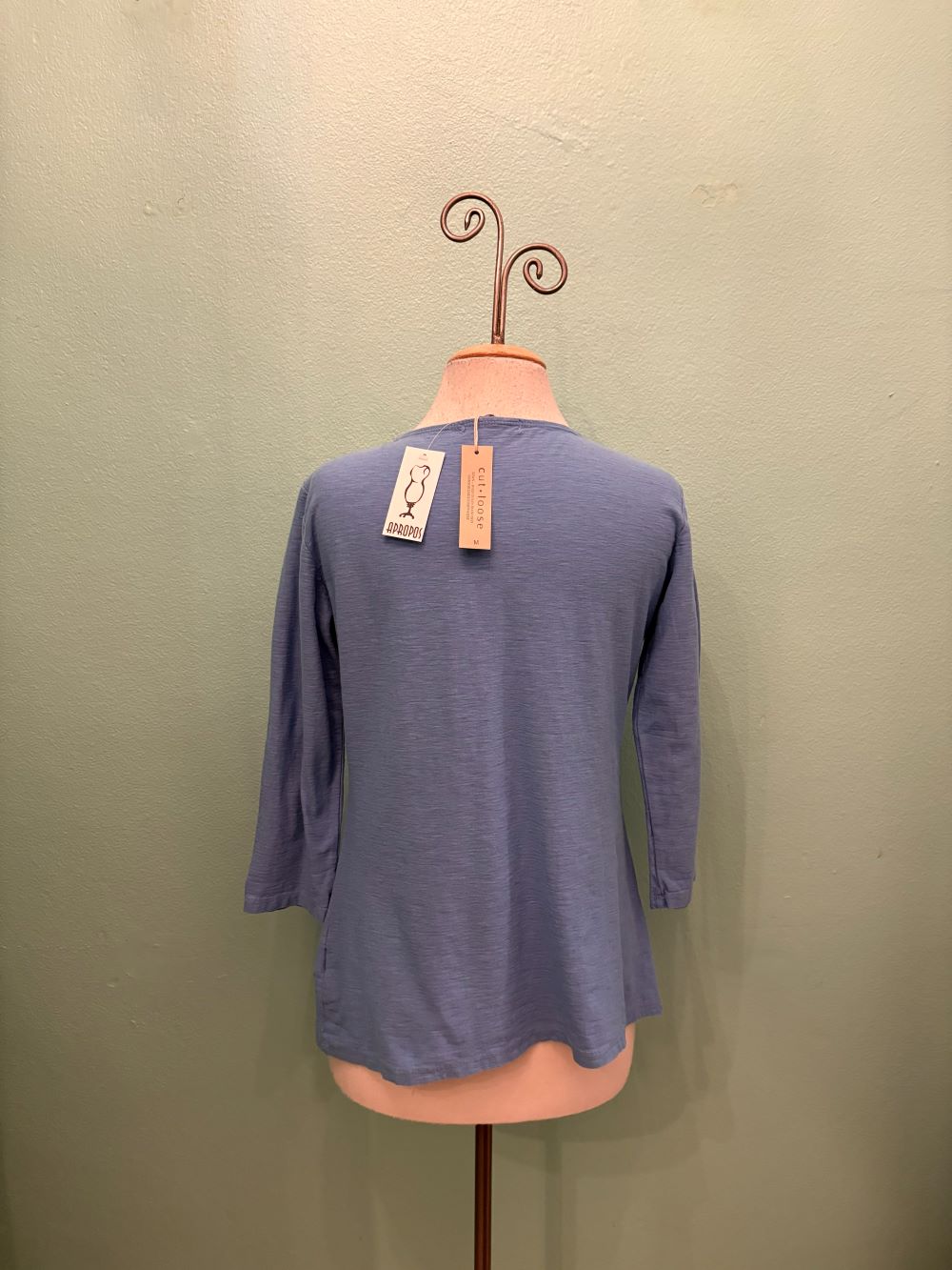 3/4 SLEEVE TUCK FRONT TEE-FORGET-ME-NOT-CUT LOOSE