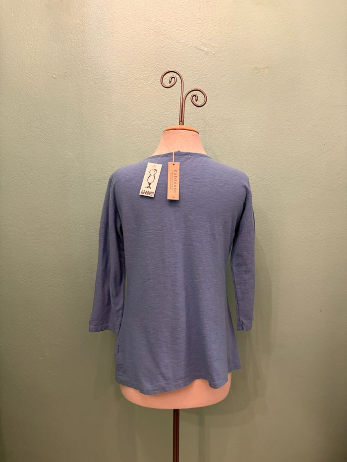 3/4 SLEEVE TUCK FRONT TEE-FORGET-ME-NOT-CUT LOOSE
