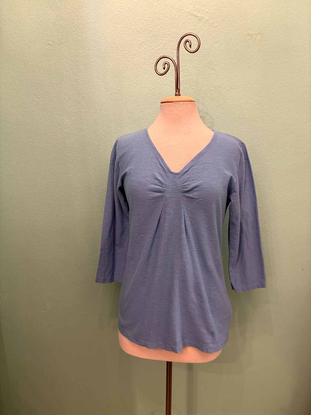 3/4 SLEEVE TUCK FRONT TEE-FORGET-ME-NOT-CUT LOOSE