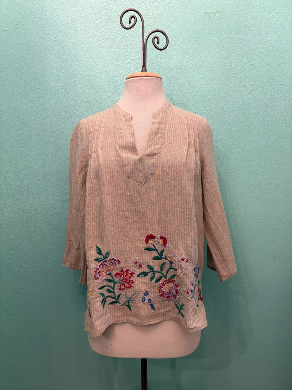 V-NECK LINEN BLOUSE-SLOANE-JUTE-JOHNNY WAS