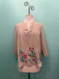 V-NECK LINEN BLOUSE-SLOANE-JUTE-JOHNNY WAS