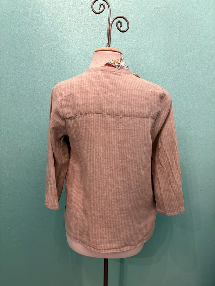 V-NECK LINEN BLOUSE-SLOANE-JUTE-JOHNNY WAS