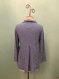 EASY CROP SHIRT CRINKLE CHECK-VIVID BLUE-CUT LOOSE